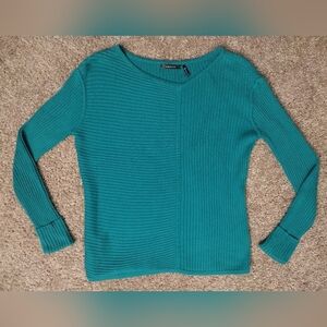 Daisy Fuentes Teal Ribbed Women's Sweater Medium
